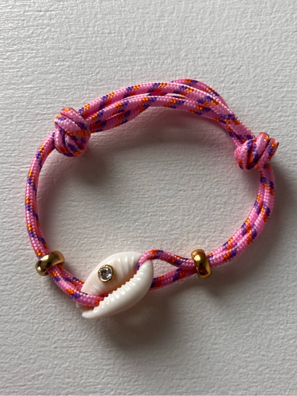 Eliou Pink Shell Cord Bracelet with Gold Accents